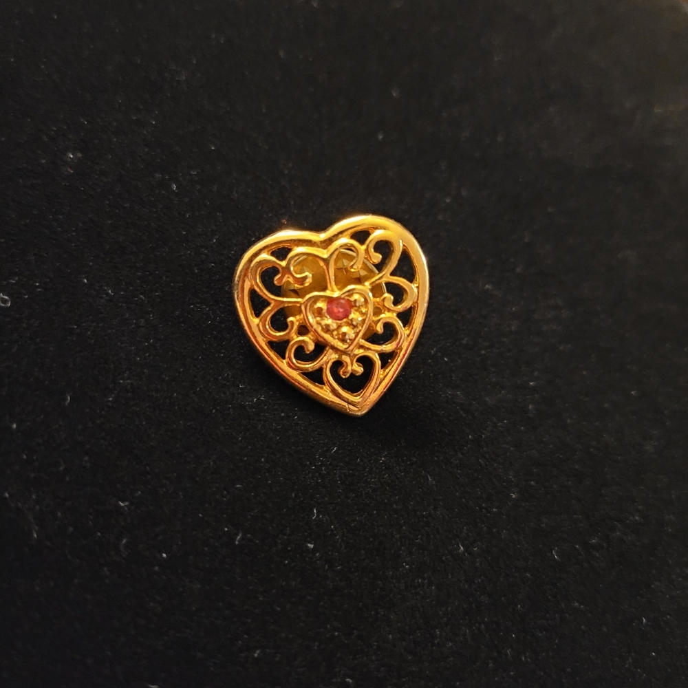 24K plated ❤ *Real Ruby* Harriet Carter pin